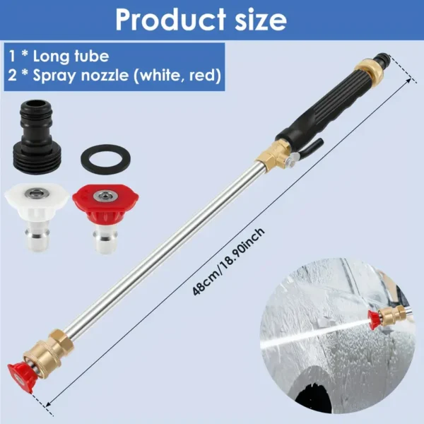 Heavy Duty High-Pressure Power Washer Wand with 2 Spray Nozzles – Durable Aluminum Garden & Car Cleaning Tool